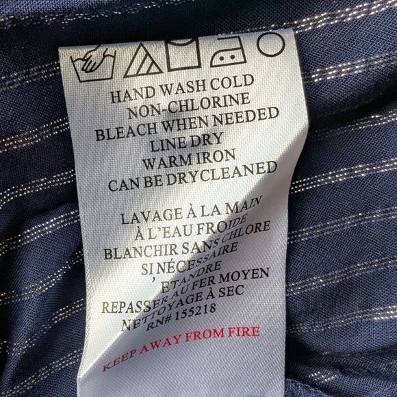 WILDFANG Navy Short sleeve button-down midi length pinstripe shirt dress Large - Picture 12 of 14